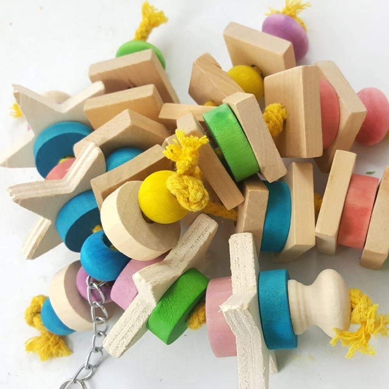 Litewoo Bird Chew Toy Natural Wood Blocks Hanging Swing Cage Accessories for Small Medium Parrot African Grey Cockatoo Parakeet Cockatiel Conure Finch Budgie - Image 5